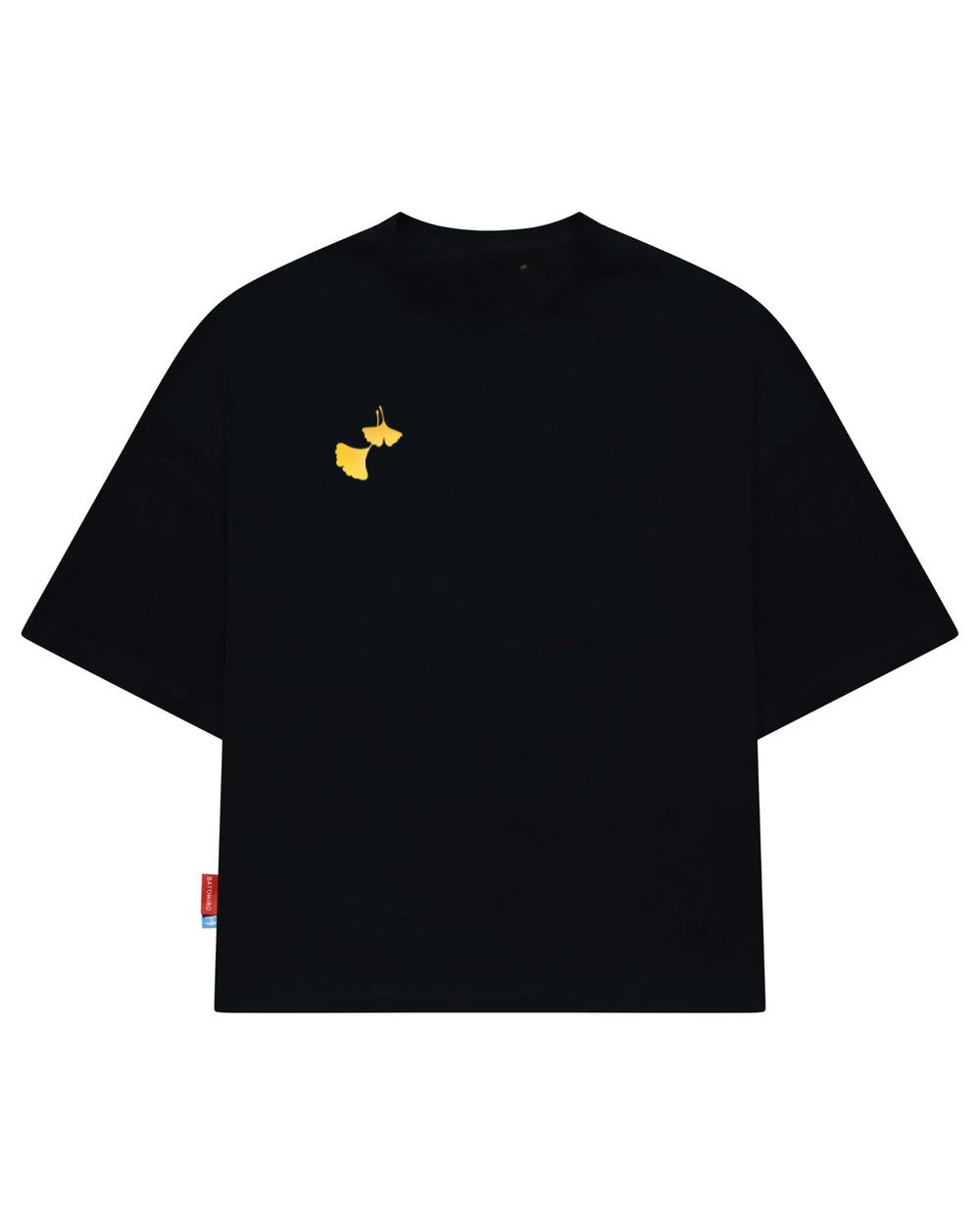 Ginko Cat Tee - Black Cropped Oversized, Premium Oversized tričko z česka, s výšivkou Ginko listu.