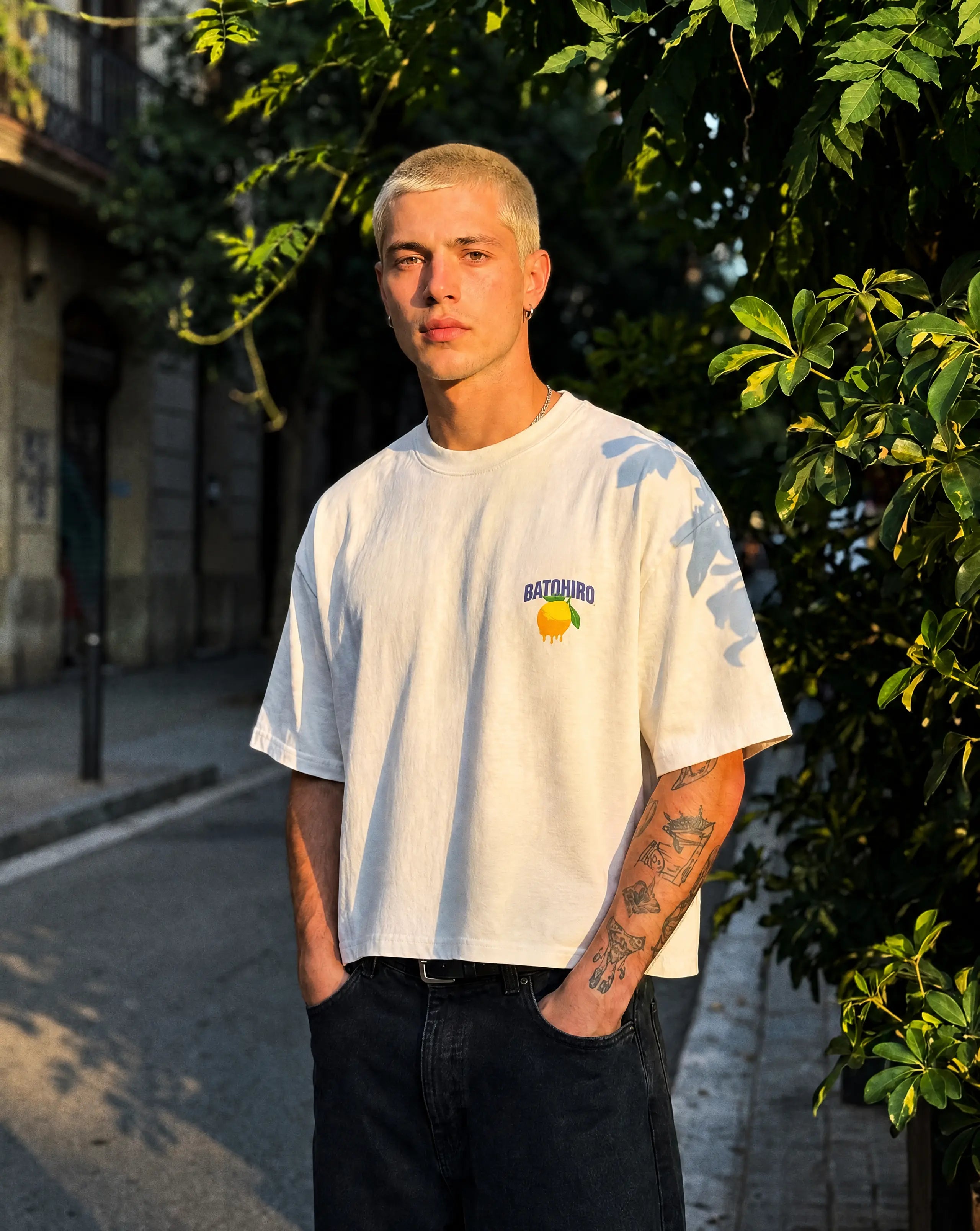 Honey Lemon - White Cropped Oversized Tee