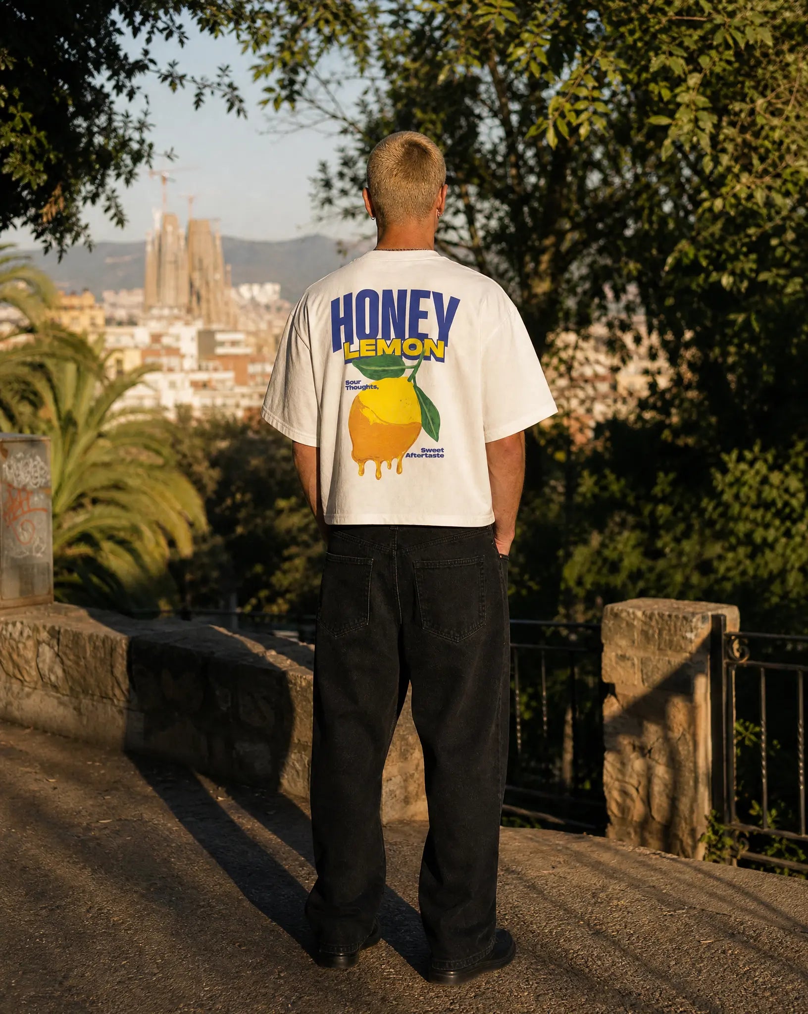 Honey Lemon - White Cropped Oversized Tee