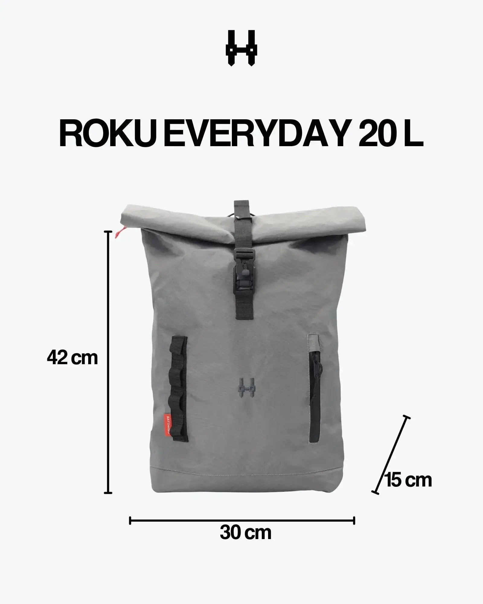 Roku Everyday 20L – Stahlgrauer Rucksack
