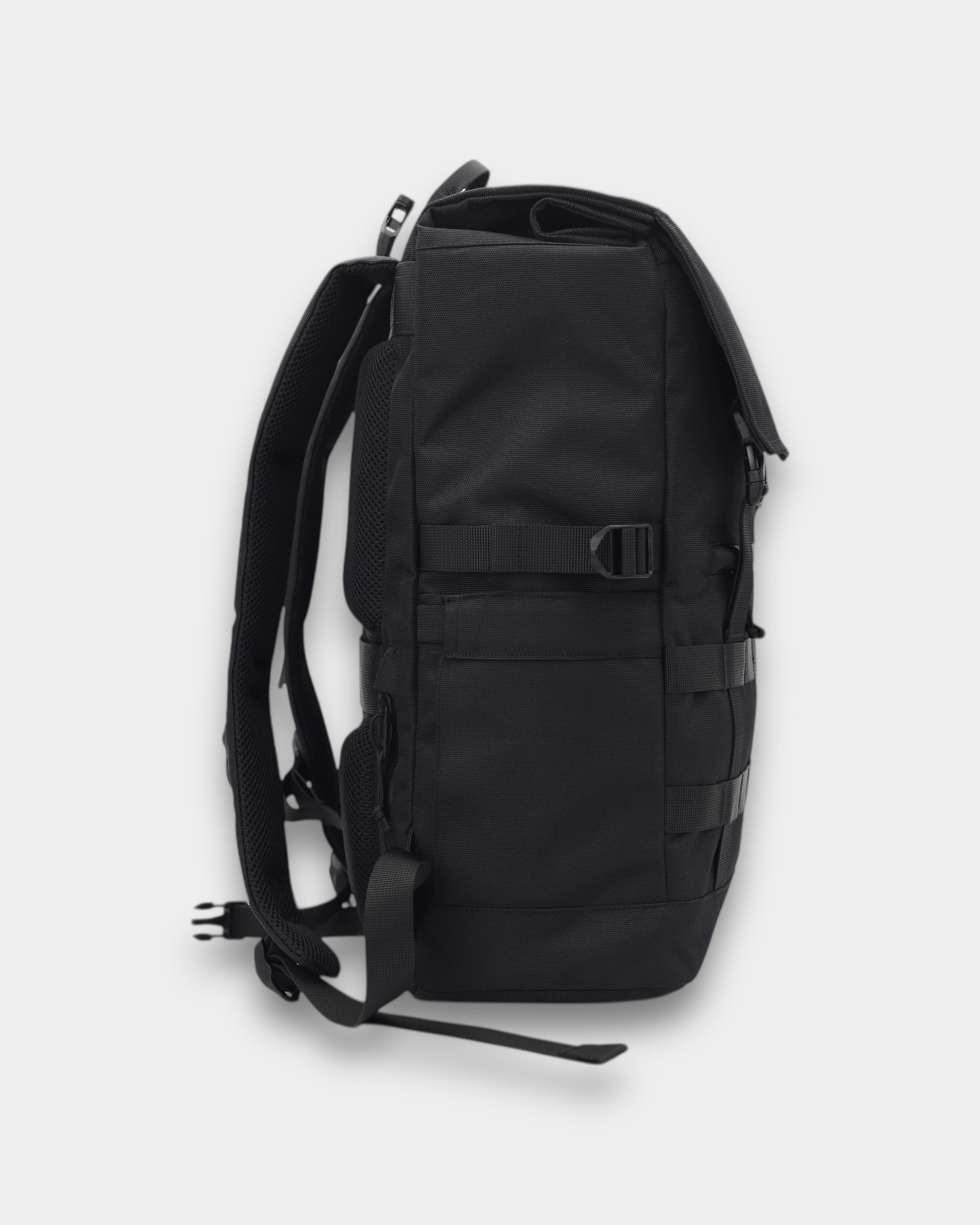 Minato Premium 6.0 Black Knight, a premium durable backpack showcasing side view with durable straps.