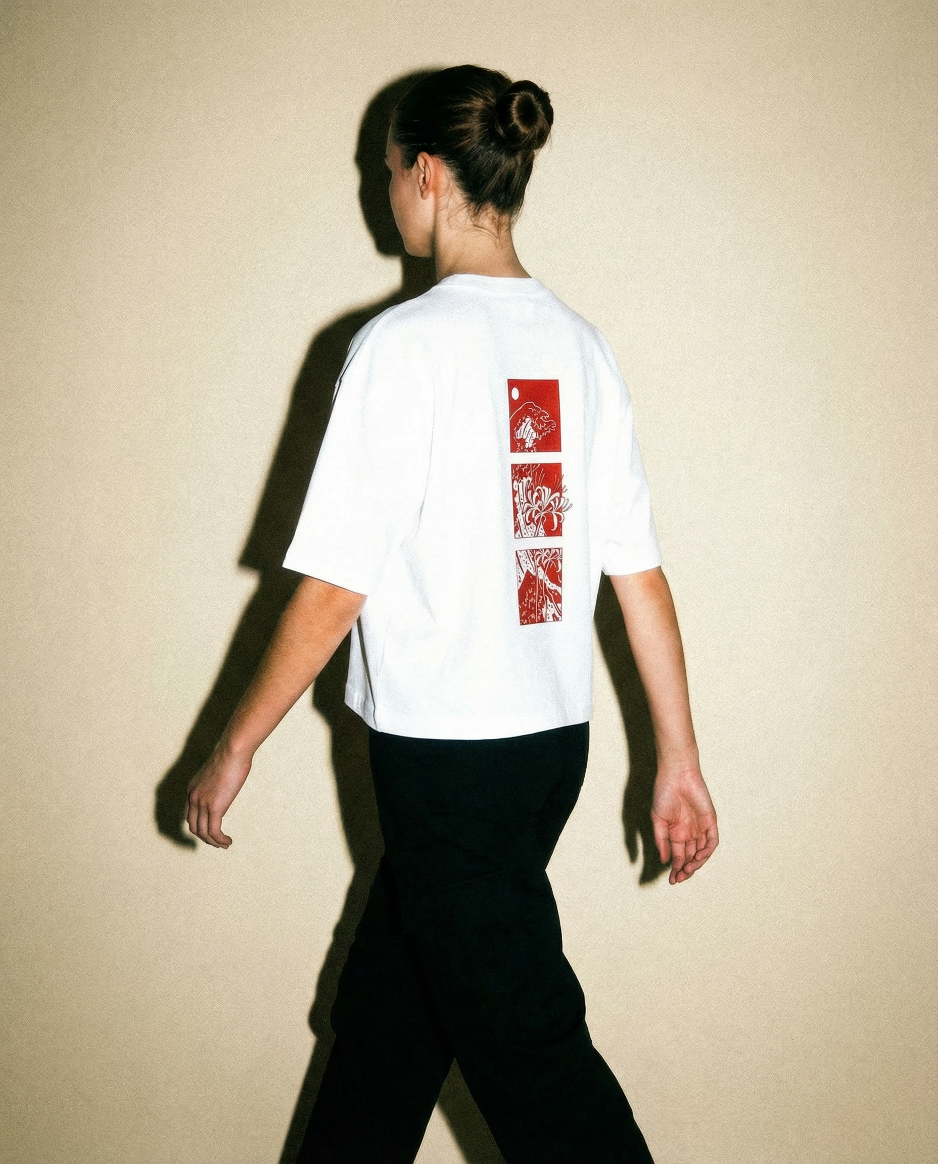 Spider Lily - White Cropped Oversized Tee