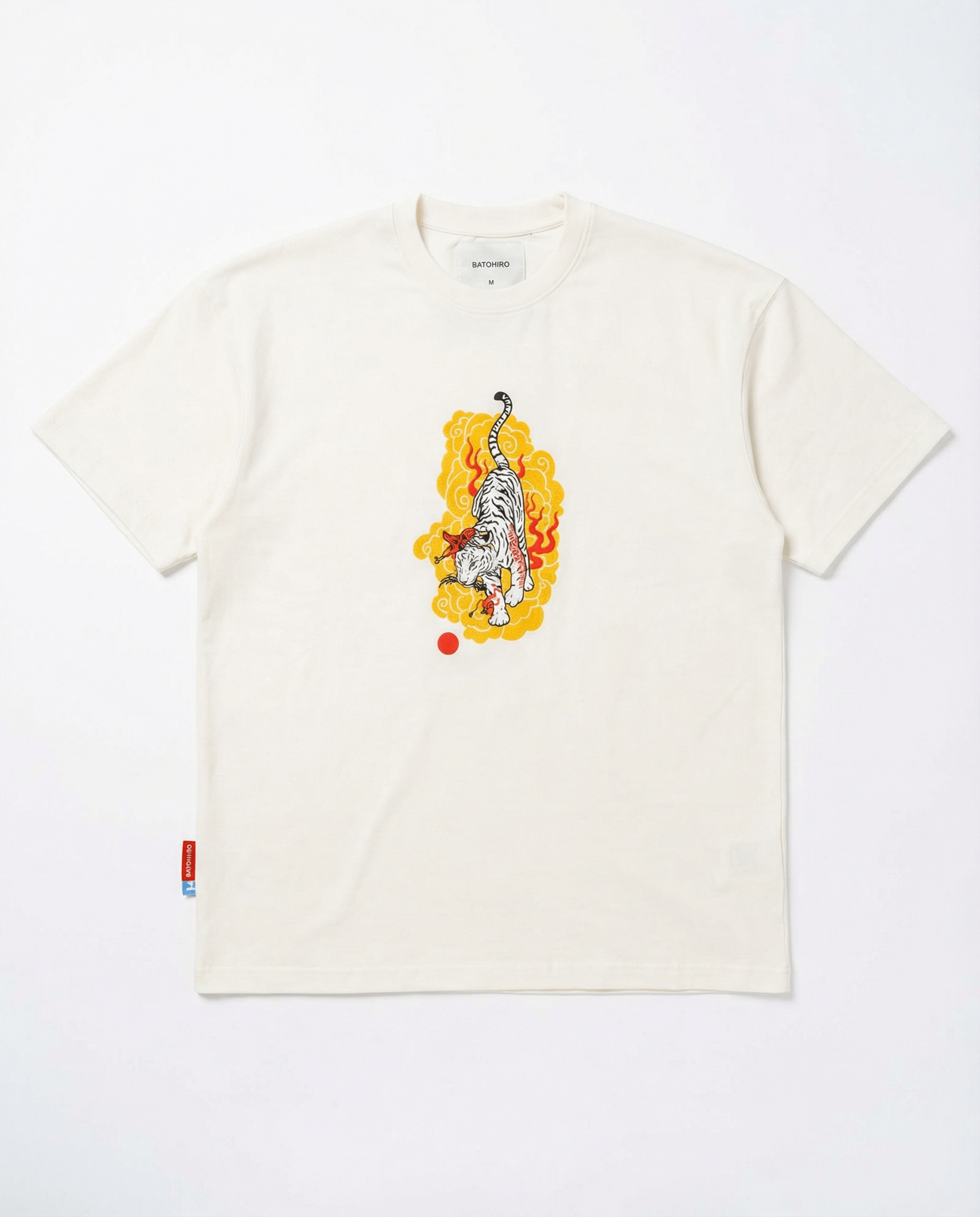 White Tiger - Oversized Tee featuring a colorful Japanese-inspired tiger print on off-white fabric.