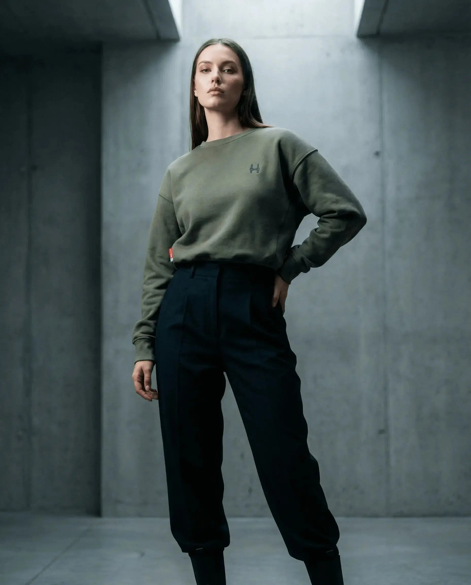 Cropped Mikina 343 - Crewneck Green Batohiro