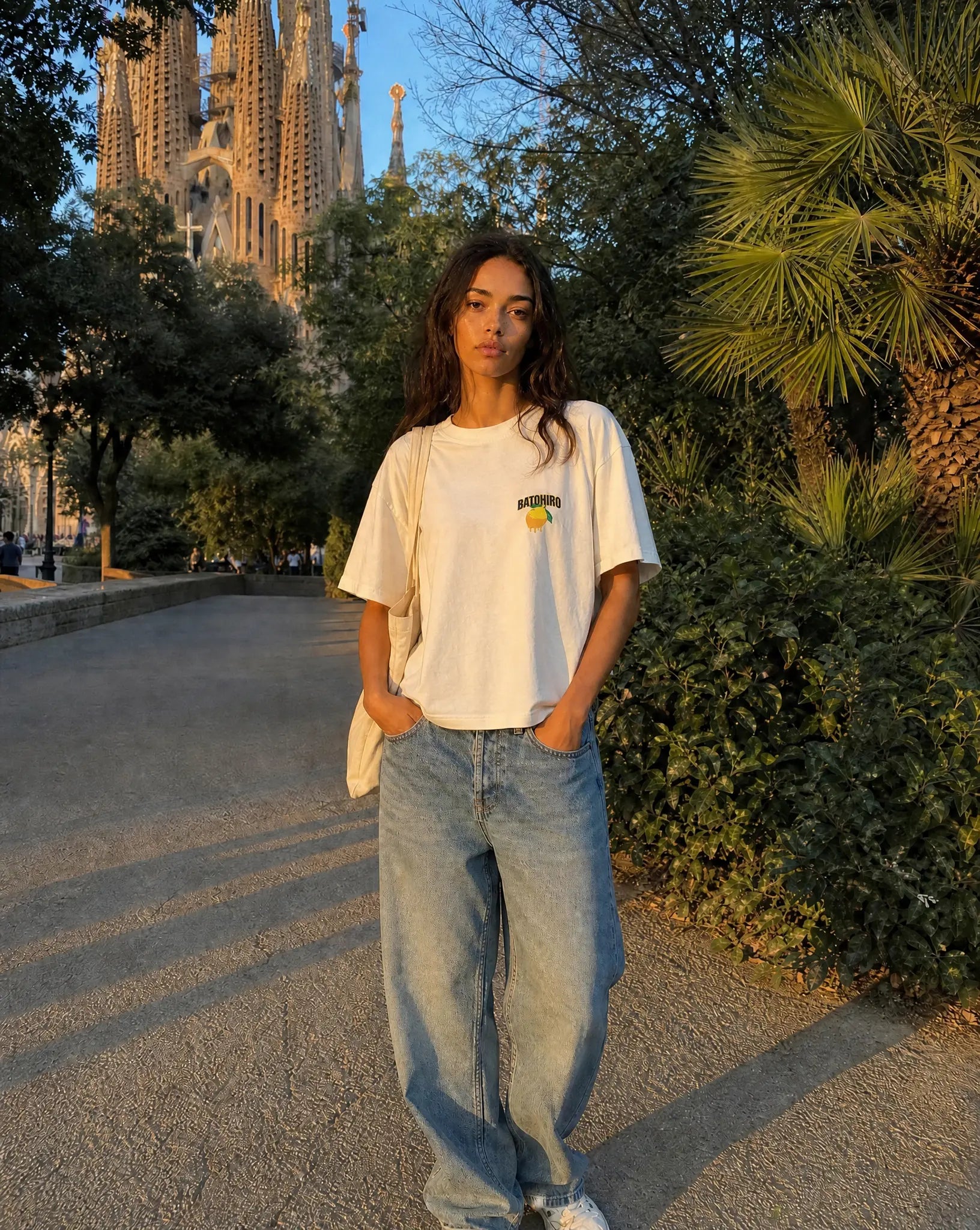 Honey Lemon - White Cropped Oversized Tee