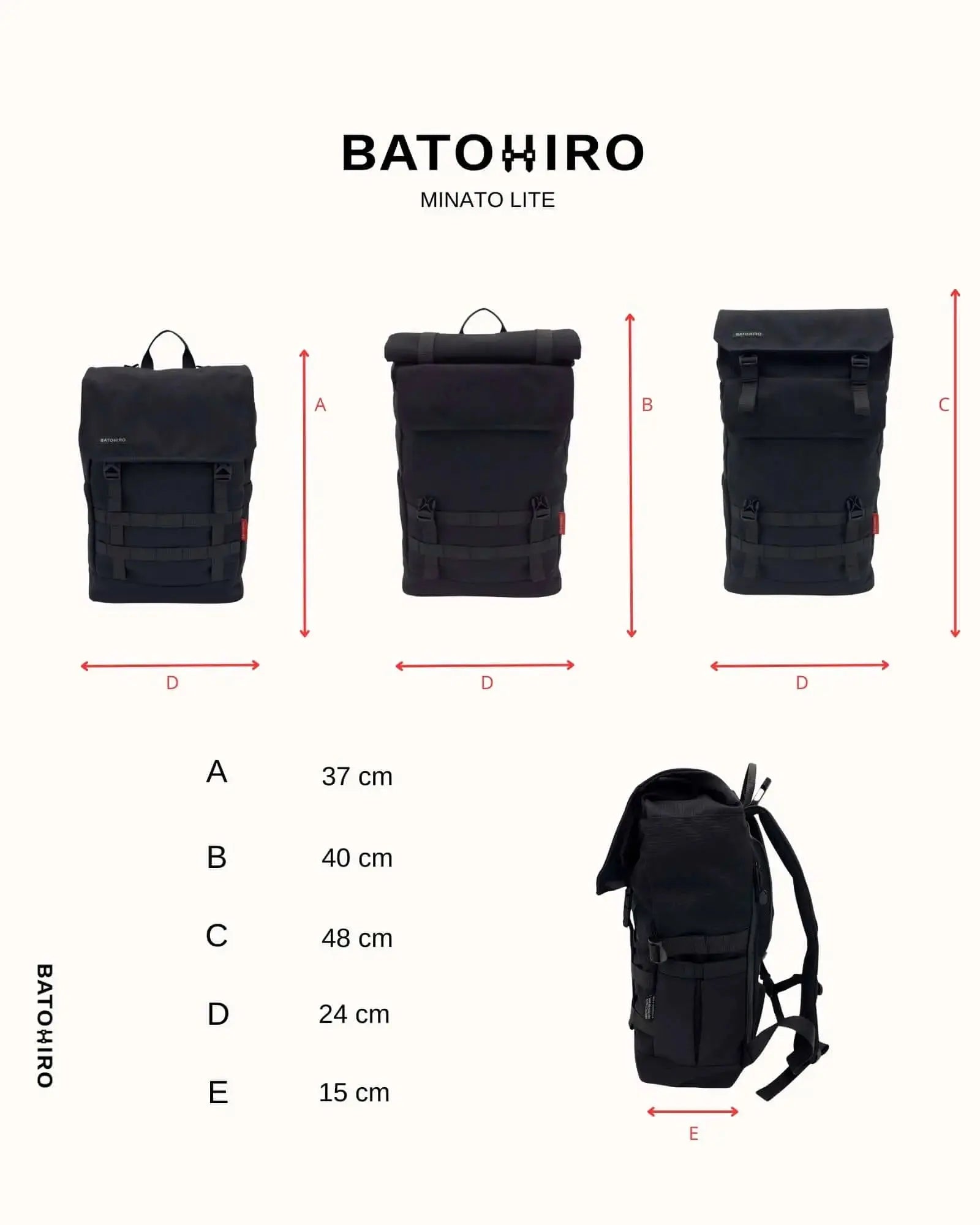 Minato Lite - Dark Black Backpack