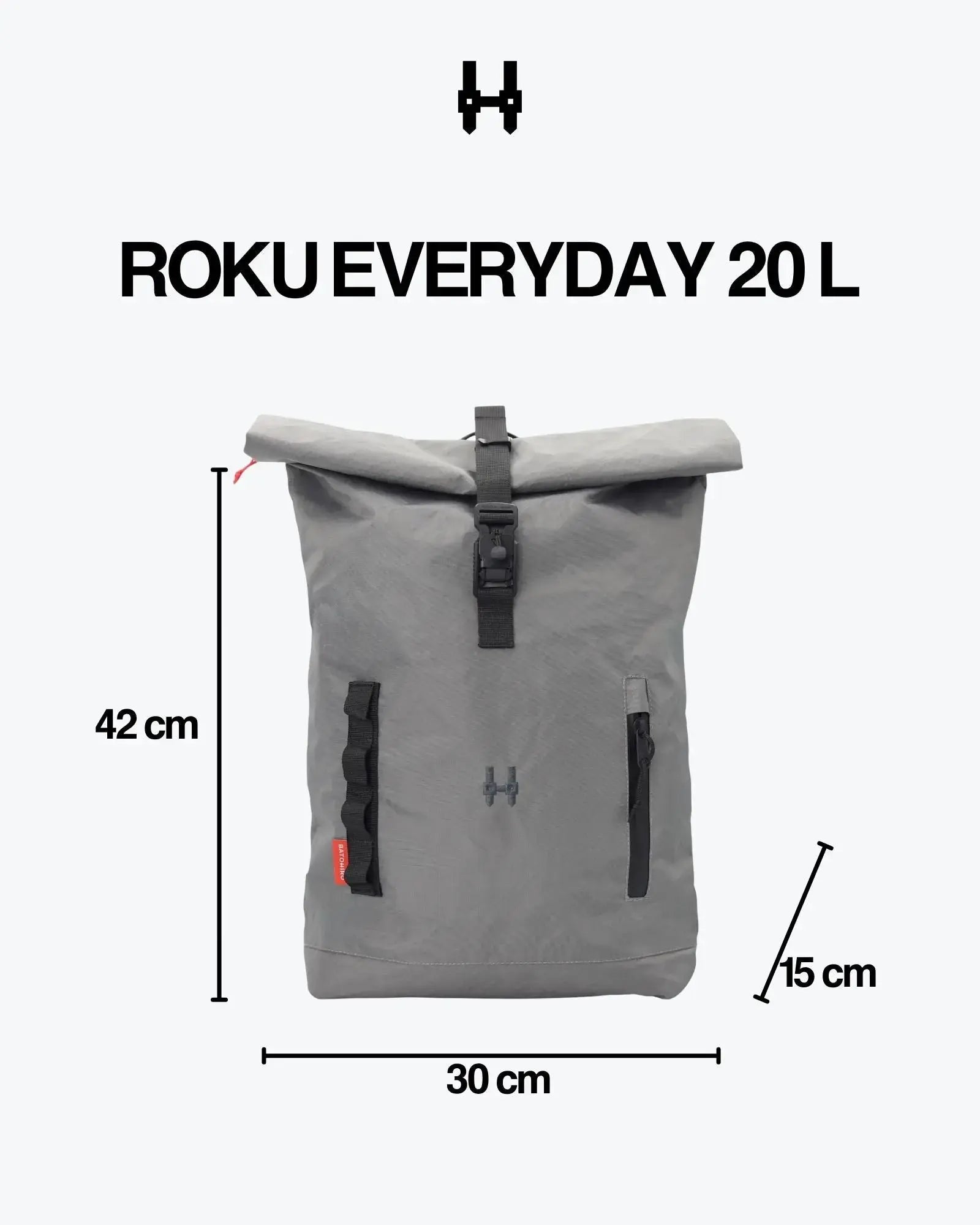 Roku Everyday 20 l – oceľovosivý batoh Roku