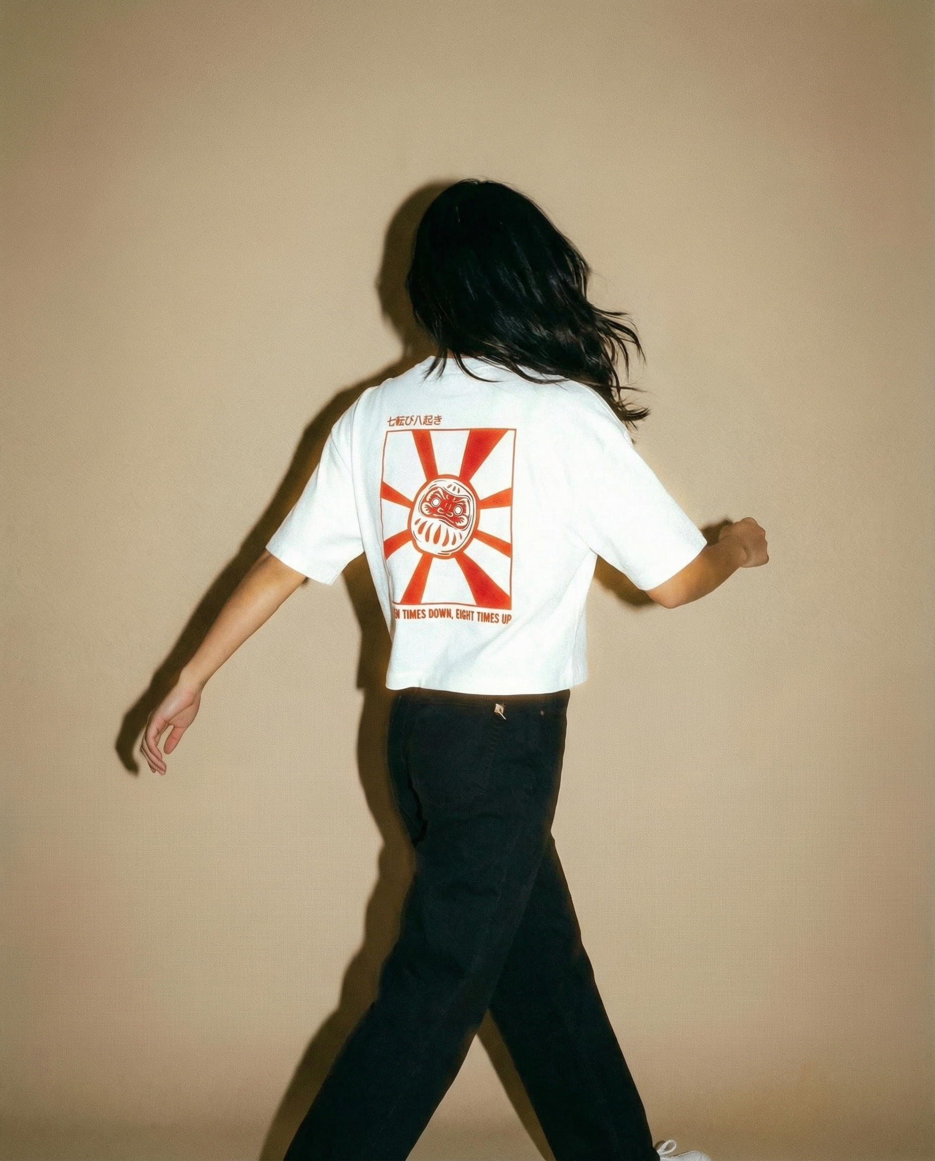 Daruma - White Cropped Oversized Tee