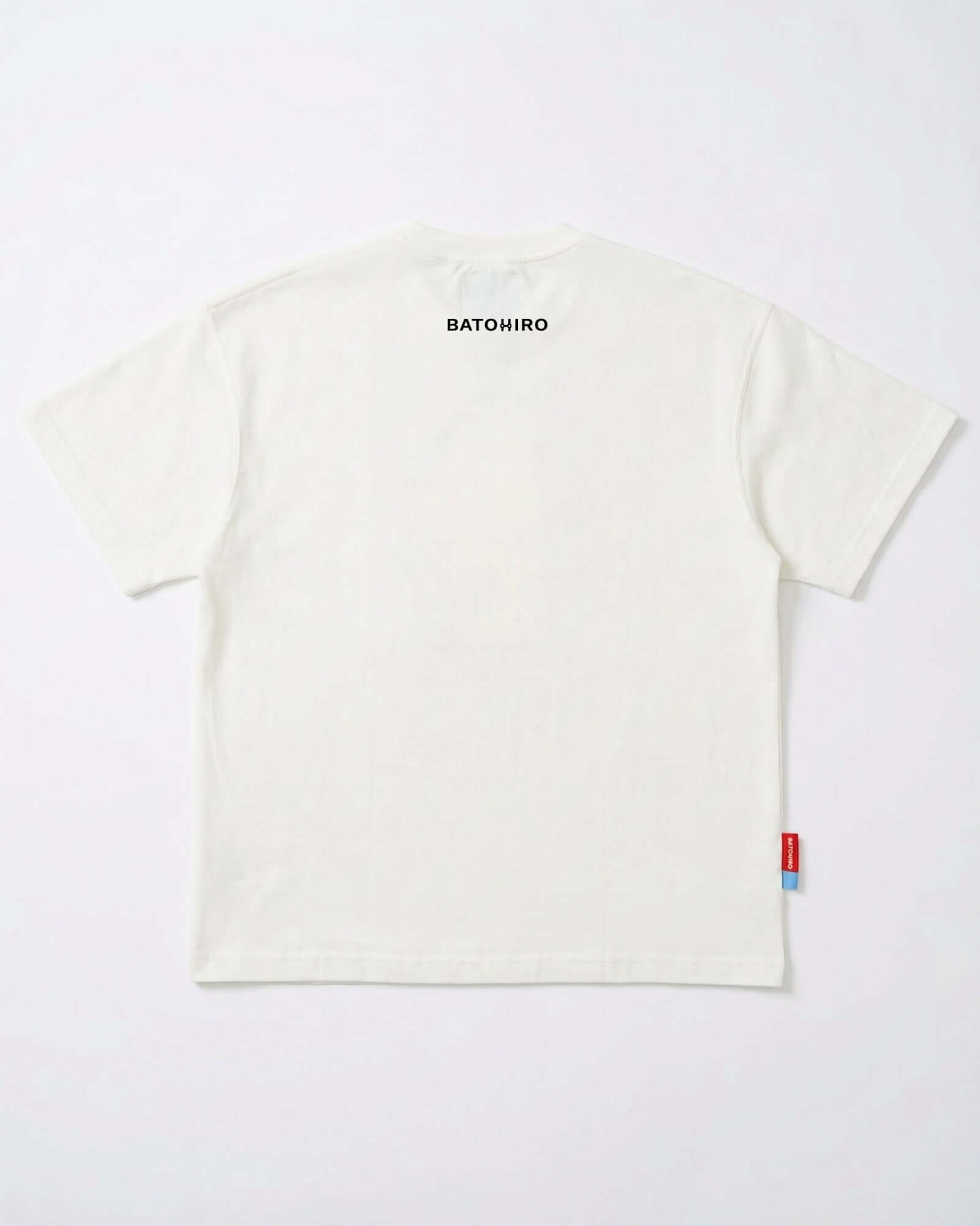 Back view of White Tiger - Oversized Tee showing BATOHIRO label on off-white fabric.